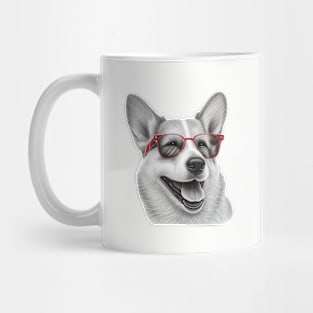 Corgi dog wearing red colored glasses Mug